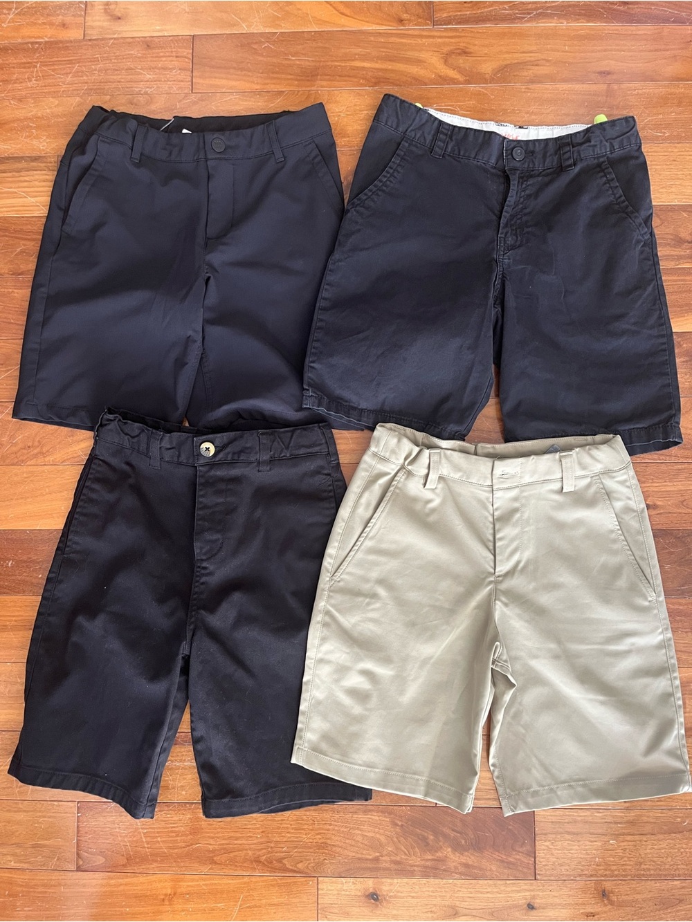 Set of Boys Classic Chino Shorts in Black & Khaki
